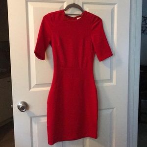 Red open back dress